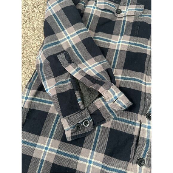 L.L. Bean Men’s L Fleece-Lined Flannel Shirt Traditional Fit Plaid Shacket Black - Picture 8 of 13